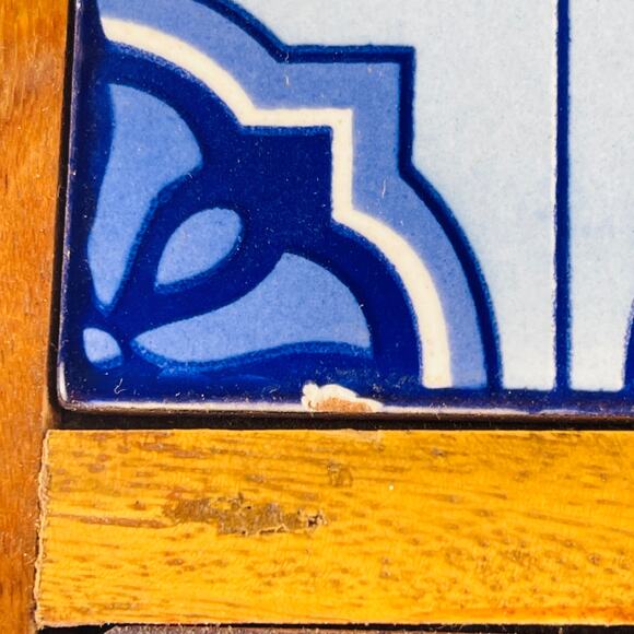 Blue Tile Wood Box - As Is - 7 1/2 x 4 1/8” - Picture 5 of 7